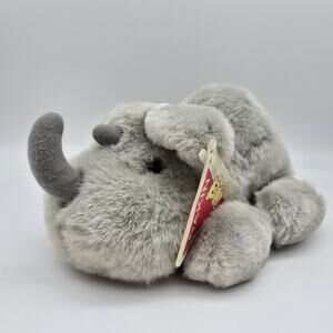 Rare NWT Vintage 1990 Dakin Handcrafted 10" Gray Dyno Rhino Wildlife Plush
